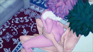 Изуку мидориа јебе своју слатку девојку на команди Мина на зиду-МХА Хентаи.